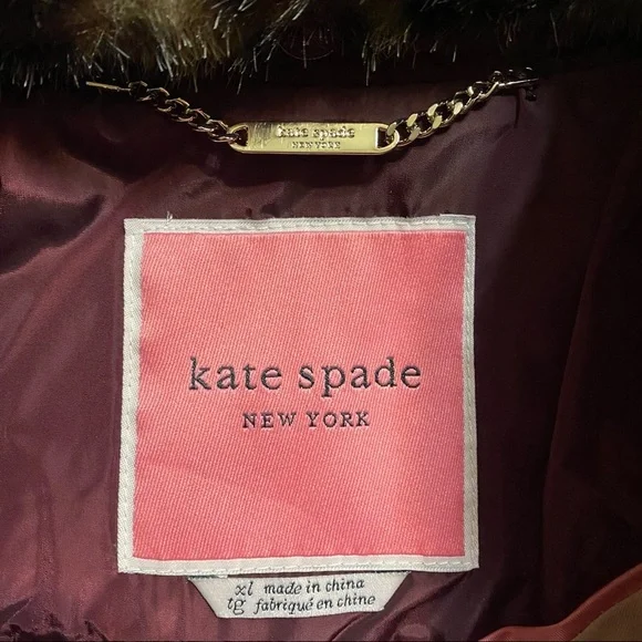 Kate Spade Quilted Chevron Jacket w/ Removable Faux Fur Leopard Collar - Picture 9 of 13